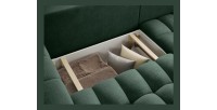 Canapé d’angle convertible DORY vert foncé 250 cm avec coffre de rangement angle droit 