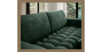 Canapé d’angle convertible DORY vert foncé 250 cm avec coffre de rangement angle droit 