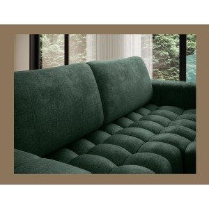 Canapé d’angle convertible DORY vert foncé 250 cm avec coffre de rangement angle droit 