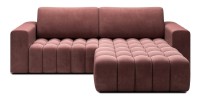 Canapé d’angle convertible DORY rose 250 cm avec coffre de rangement angle droit 