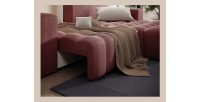 Canapé d’angle convertible DORY rose 250 cm avec coffre de rangement angle droit 