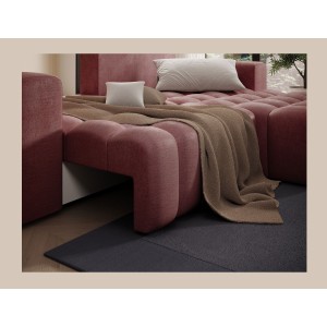Canapé d’angle convertible DORY rose 250 cm avec coffre de rangement angle droit 