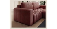 Canapé d’angle convertible DORY rose 250 cm avec coffre de rangement angle droit 