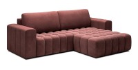 Canapé d’angle convertible DORY rose 250 cm avec coffre de rangement angle droit 