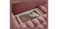 Canapé d’angle convertible DORY rose 250 cm avec coffre de rangement angle droit 