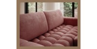 Canapé d’angle convertible DORY rose 250 cm avec coffre de rangement angle droit 