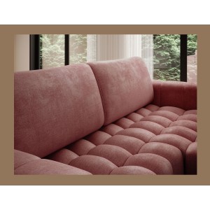 Canapé d’angle convertible DORY rose 250 cm avec coffre de rangement angle droit 