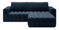 Canapé d’angle convertible DORY bleu foncé 250 cm avec coffre de rangement angle droit 