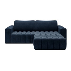 Canapé d’angle convertible DORY bleu foncé 250 cm avec coffre de rangement angle droit 