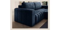 Canapé d’angle convertible DORY bleu foncé 250 cm avec coffre de rangement angle droit 