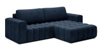 Canapé d’angle convertible DORY bleu foncé 250 cm avec coffre de rangement angle droit 