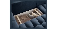 Canapé d’angle convertible DORY bleu foncé 250 cm avec coffre de rangement angle droit 
