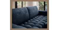 Canapé d’angle convertible DORY bleu foncé 250 cm avec coffre de rangement angle droit 