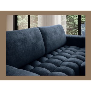 Canapé d’angle convertible DORY bleu foncé 250 cm avec coffre de rangement angle droit 