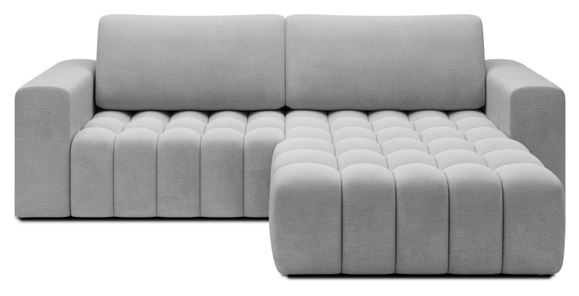 Canapé d’angle convertible DORY gris 250 cm avec coffre de rangement angle droit 
