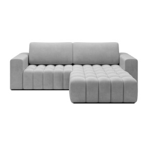 Canapé d’angle convertible DORY gris 250 cm avec coffre de rangement angle droit 