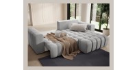 Canapé d’angle convertible DORY gris 250 cm avec coffre de rangement angle droit 