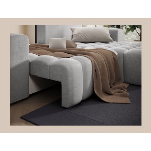 Canapé d’angle convertible DORY gris 250 cm avec coffre de rangement angle droit 