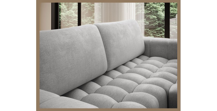 Canapé d’angle convertible DORY gris 250 cm avec coffre de rangement angle droit 