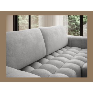 Canapé d’angle convertible DORY gris 250 cm avec coffre de rangement angle droit 