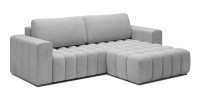 Canapé d’angle convertible DORY gris 250 cm avec coffre de rangement angle droit 