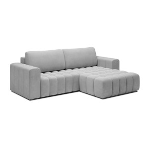Canapé d’angle convertible DORY gris 250 cm avec coffre de rangement angle droit 