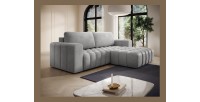 Canapé d’angle convertible DORY gris 250 cm avec coffre de rangement angle droit 