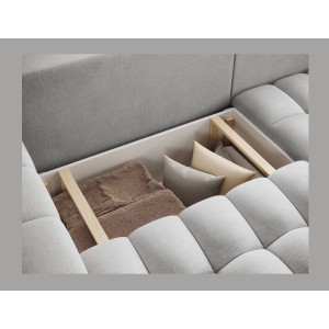 Canapé d’angle convertible DORY gris 250 cm avec coffre de rangement angle droit 