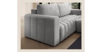 Canapé d’angle convertible DORY gris 250 cm avec coffre de rangement angle droit 
