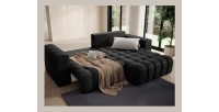 Canapé d’angle convertible DORY gris foncé 250 cm avec coffre de rangement angle droit 