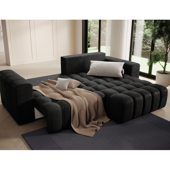 Canapé d’angle convertible DORY gris foncé 250 cm avec coffre de rangement angle droit 