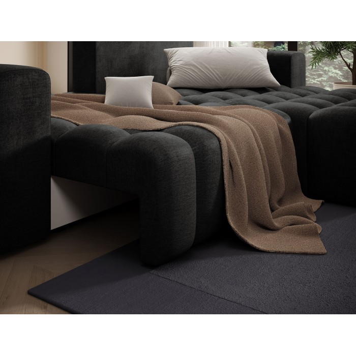 Canapé d’angle convertible DORY gris foncé 250 cm avec coffre de rangement angle droit 