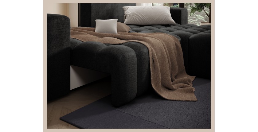 Canapé d’angle convertible DORY gris foncé 250 cm avec coffre de rangement angle droit 