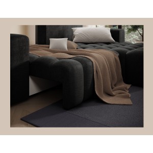 Canapé d’angle convertible DORY gris foncé 250 cm avec coffre de rangement angle droit 