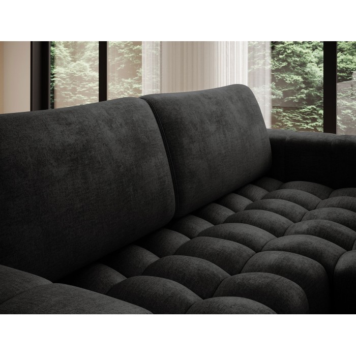 Canapé d’angle convertible DORY gris foncé 250 cm avec coffre de rangement angle droit 