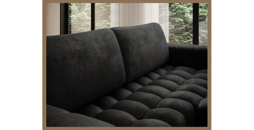Canapé d’angle convertible DORY gris foncé 250 cm avec coffre de rangement angle droit 