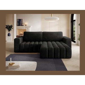 Canapé d’angle convertible DORY gris foncé 250 cm avec coffre de rangement angle droit 