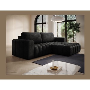 Canapé d’angle convertible DORY gris foncé 250 cm avec coffre de rangement angle droit 