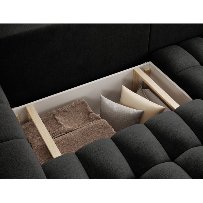 Canapé d’angle convertible DORY gris foncé 250 cm avec coffre de rangement angle droit 