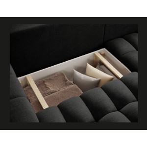 Canapé d’angle convertible DORY gris foncé 250 cm avec coffre de rangement angle droit 