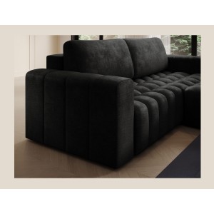 Canapé d’angle convertible DORY gris foncé 250 cm avec coffre de rangement angle droit 