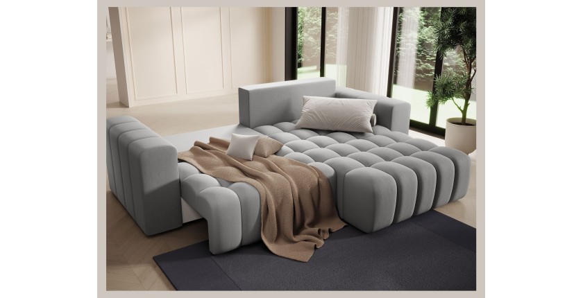 Canapé d’angle convertible DORY gris foncé 250 cm avec coffre de rangement angle droit 