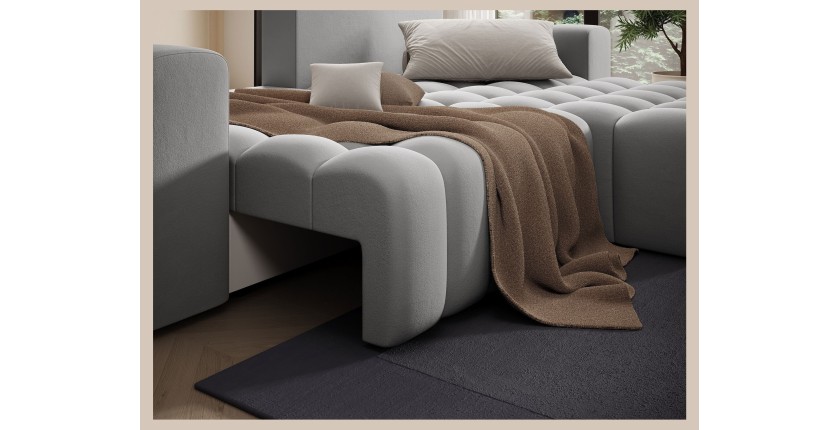 Canapé d’angle convertible DORY gris foncé 250 cm avec coffre de rangement angle droit 