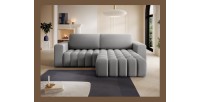 Canapé d’angle convertible DORY gris foncé 250 cm avec coffre de rangement angle droit 