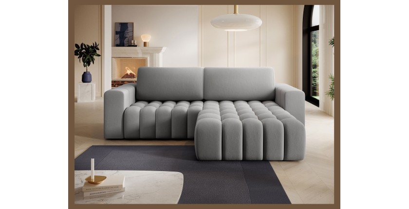 Canapé d’angle convertible DORY gris foncé 250 cm avec coffre de rangement angle droit 