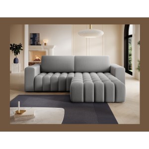Canapé d’angle convertible DORY gris foncé 250 cm avec coffre de rangement angle droit 