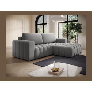 Canapé d’angle convertible DORY gris foncé 250 cm avec coffre de rangement angle droit 