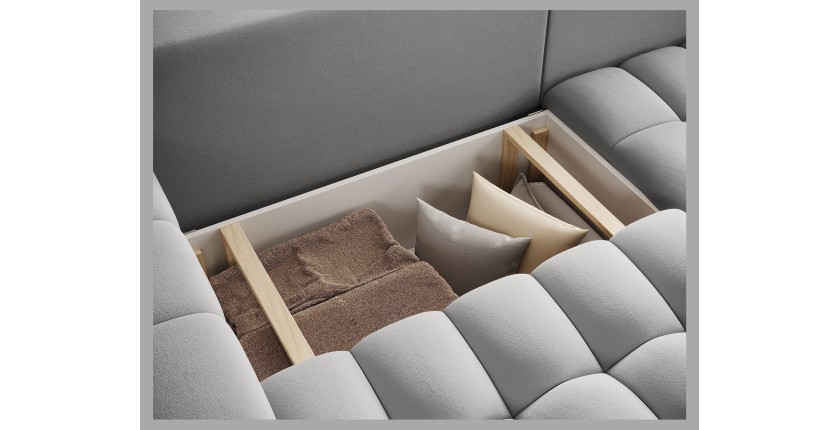 Canapé d’angle convertible DORY gris foncé 250 cm avec coffre de rangement angle droit 