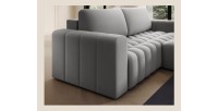 Canapé d’angle convertible DORY gris foncé 250 cm avec coffre de rangement angle droit 