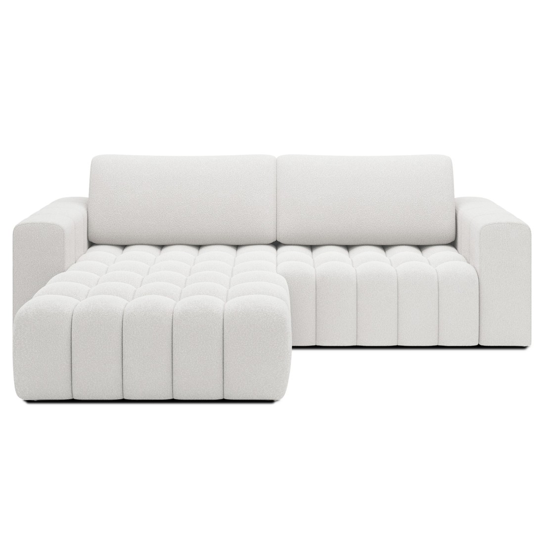 Canapé d’angle convertible DORY gris clair 250 cm avec coffre de rangement angle droit 